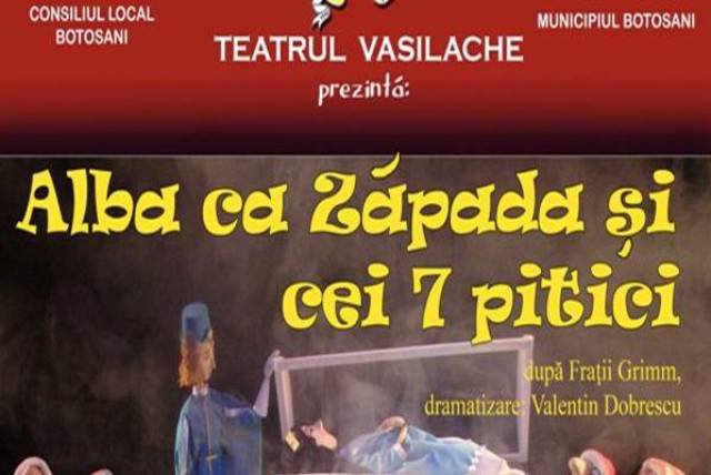 Spectacolul „Albă ca Zăpada și cei 7 pitici” la Teatrul Vasilache! Vezi programul!