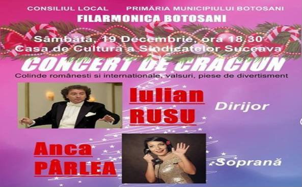 Filarmonica din Botoșani va susține un „Concert de Crăciun” pe scena Casei de Cultură Suceava