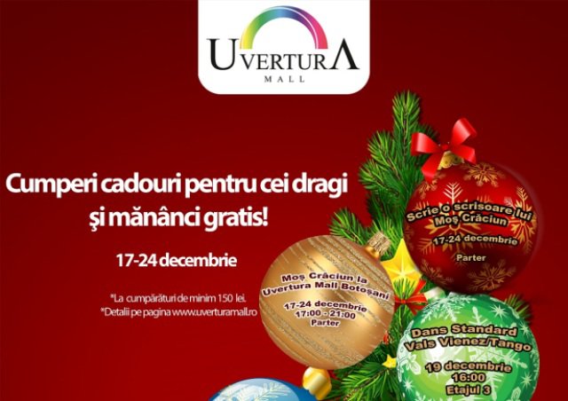 Atmosferă de poveste la Uvertura Mall marcată cu evenimente dedicate Crăciunului.