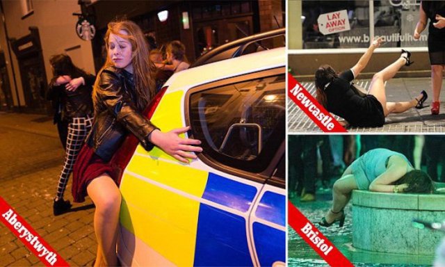 Femei dărâmate de beție pe străzile din Marea Britanie după petrecerea de Revelion – GALERIE FOTO