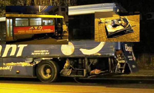 Accident pe Calea Națională! Circulația tramvaielor a fost oprită după ce un autocar a făcut o manevră greșită