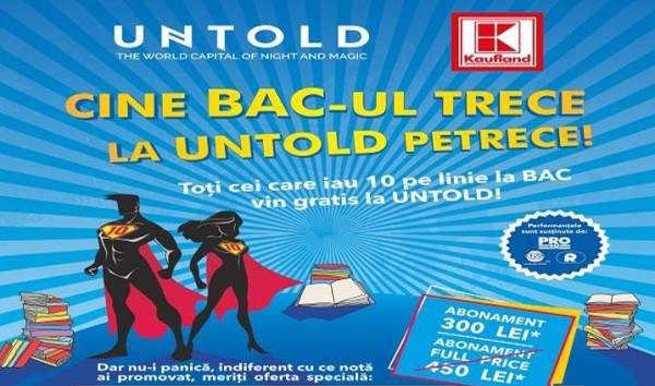Tudor Chirilă susține campania Untold „Bac de 10”. Cine bacul trece la Untold petrece!