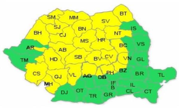 Atenție botoșăneni VINE! Cod galben de ploi torenţiale de duminică până luni