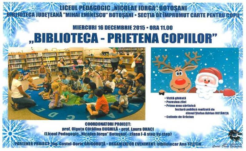 Activitate a elevilor de la Liceul Pedagogic „Nicolae Iorga” în cadrul proiectului „Biblioteca – o lume de poveste”