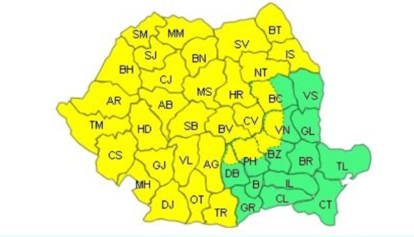 ANM: Informare de intensificări ale vântului și polei, valabilă până vineri la ora 10:00