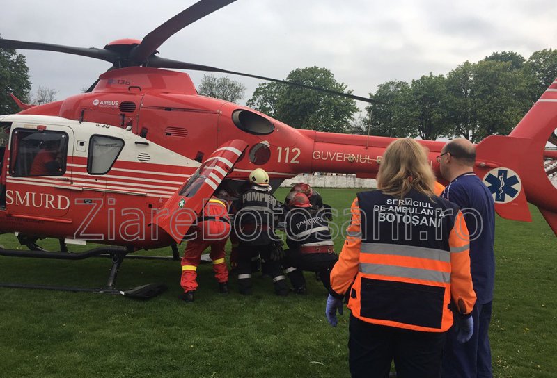Bărbat cu multiple fracturi preluat în stare gravă de elicopterul SMURD de la Dorohoi