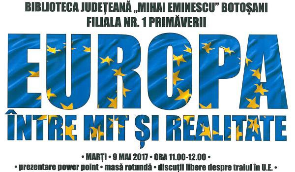 „Europa între mit şi realitate” la Biblioteca Judeţeană „Mihai Eminescu” Botoşani