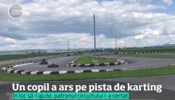 Șocant! Un băiat de 12 ani a luat foc pe pista de karting