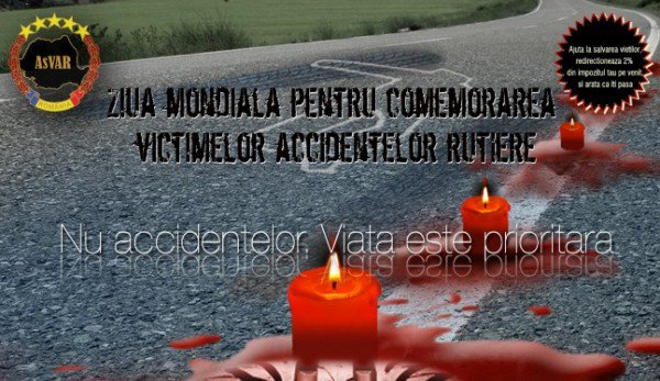 Ziua internațională a comemorării victimelor din accidentele rutiere - 19 noiembrie
