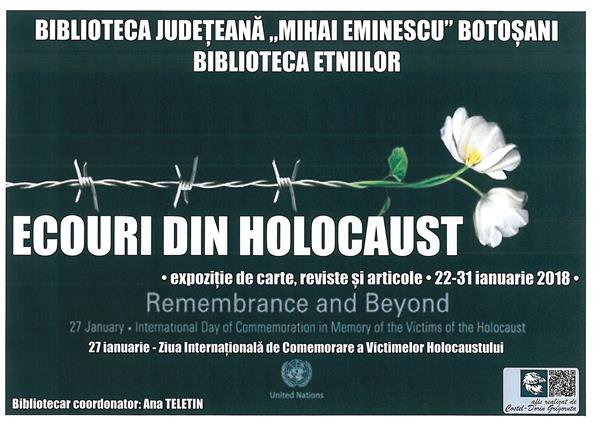 Activități dedicate Zilei Holocaustului la Biblioteca Județeană Botoșani