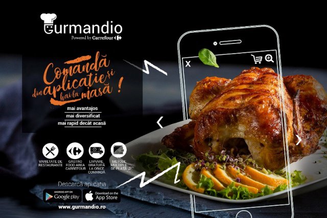 Carrefour lansează Gurmandio în Botoșani, prima aplicație pentru comenzi de mâncare dezvoltată de un retailer în România