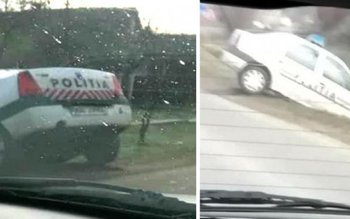 Mașină de poliție „proptită” în …