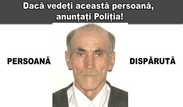 Persoană dispărută: Anunțați poliția dacă aţi văzut sau cunoaşteţi date despre acest bătrân