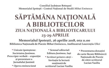 Memorialul Ipoteşti organizează Săptămâna Bibliotecilor