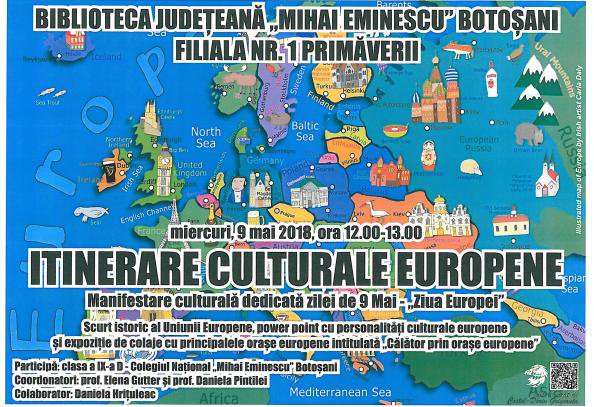 Itinerare Culturale Europene, pe 9 mai, la Biblioteca Botoşani