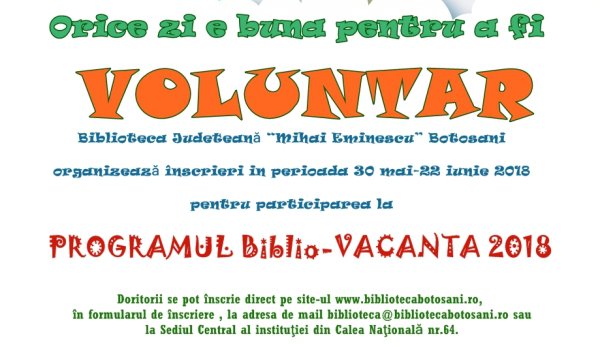 BiblioVacanța 2018 - Voluntar în bibliotecă - FOTO