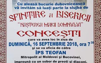 Invitație la sfințirea bisericii „Nașterea …