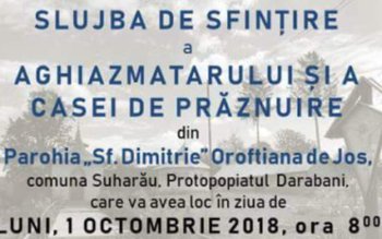 INVITAȚIE la sfințire Aghiazmatar și …