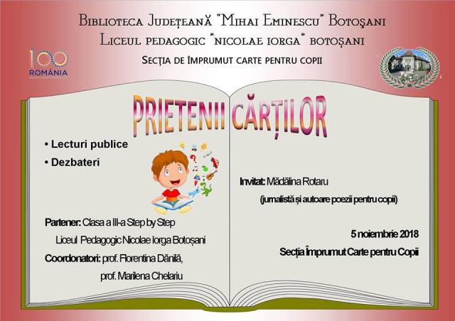 Prietenii cărții din clasa Step by Step de la Liceul Pedagogic „Nicolae Iorga” - Botoșani