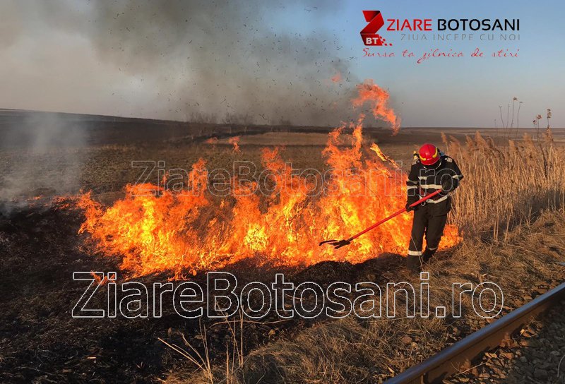 Focuri scăpate de sub control! 11 incendii de vegetație izbucnite în județul Botoșani