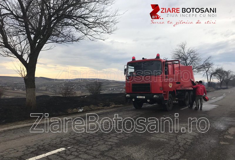 Circulație blocată pe un drum național din Botoșani din cauza incendiilor - FOTO