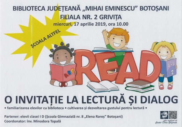 Părinții și copiii se întrec în citit, miercuri, la Biblioteca Județeană Botoșani