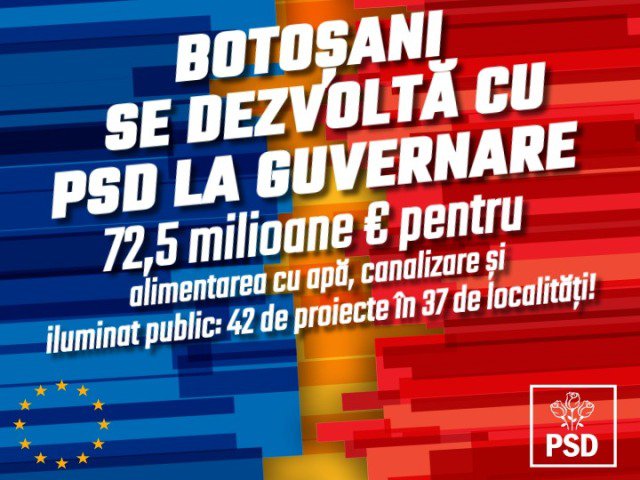 Standard de viață mai ridicat pentru 136.551 de botoșăneni din 37 de localități: 72,5 milioane de euro pentru alimentări cu apă, canalizare și iluminat public