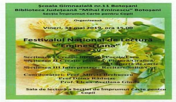 Şcoala Gimnazială nr.11 Botoşani organizează Festivalul „Eminesciana”, ediția a XII-a