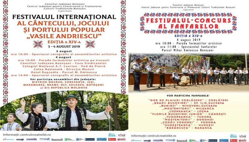 Festivalul Internaţional al Cântecului, Jocului şi Portului Popular „Vasile Andriescu” și Festivalul Fanfarelor