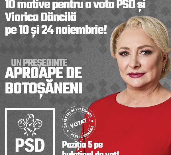 Comunicat - 10 motive pentru a vota PSD și Viorica Dăncilă pe 10 și 24 noiembrie!