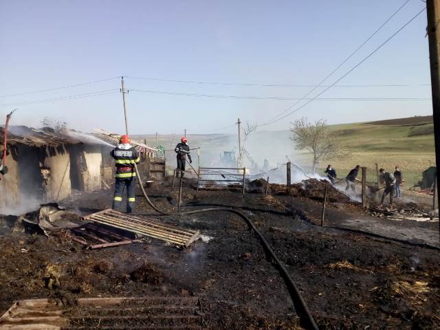Depozit de furaje și două anexe din Dorohoi distruse de un foc scăpat de sub control - FOTO