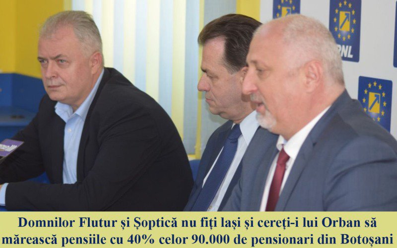 Marius Budăi: „Domnilor Flutur și Șoptică nu fiți lași și cereți-i lui Orban să mărească pensiile cu 40% celor 90.000 de pensionari din Botoșani”