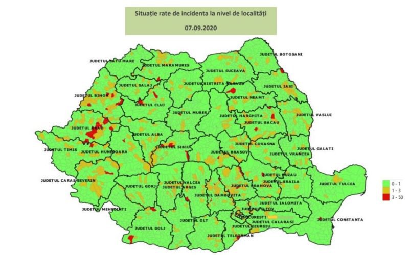 Harta COVID: Vezi analiza epidemiologică pe județul Botoșani pentru începerea anului școlar - FOTO