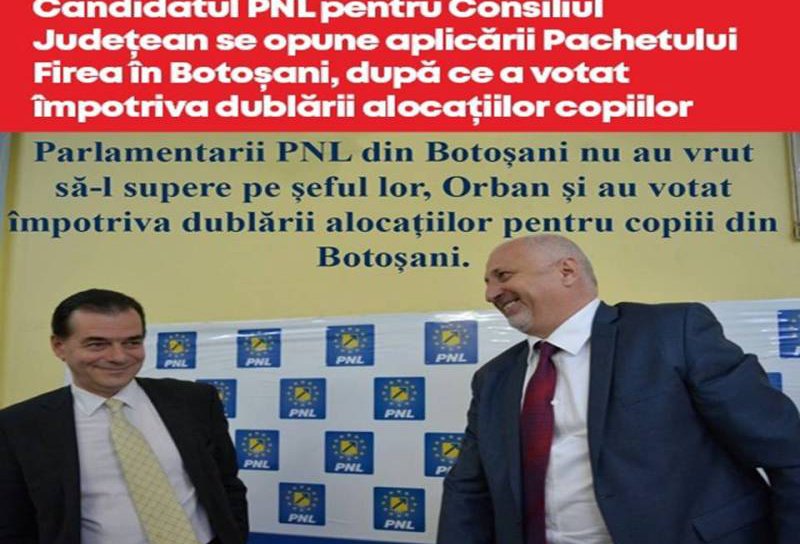 Candidatul PNL pentru Consiliul Județean se opune aplicării Pachetului Firea în Botoșani, după ce a votat împotriva dublării alocațiilor copiilor