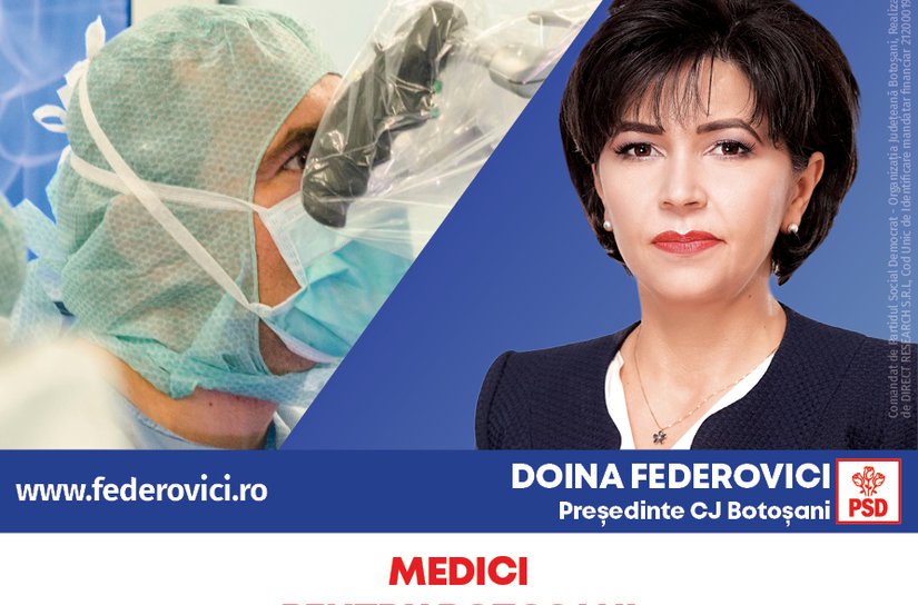 Doina Federovici: „La Consiliul Județean, voi continua investițiile în sănătate din guvernarea PSD: aparatură nouă la Spitalul Județean, modernizarea secțiilor, dispensare medicale și ambulanțe noi”