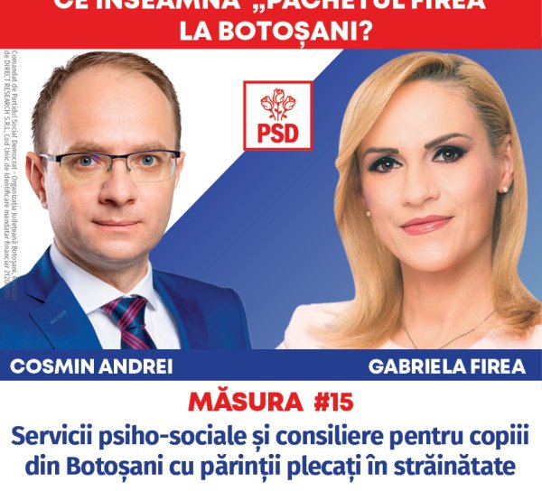 Consilierea și serviciile psiho-sociale pentru copiii din Botoșani cu părinții plecați la muncă în străinătate sunt priorități ale candidaților PSD