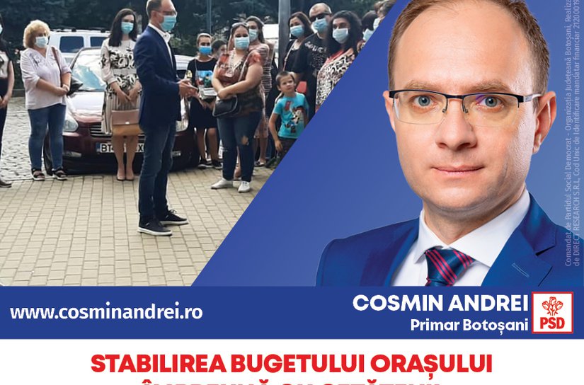 Cosmin Andrei: „Cel mai bun consilier al unui primar este cetățeanul. Bugetul de investiții al orașului îl voi stabili în fiecare an cu botoșănenii!”