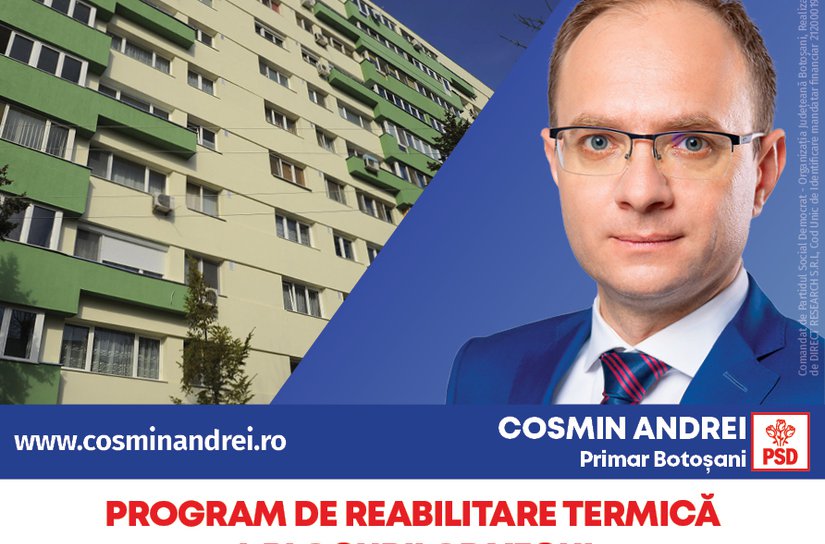 Cosmin Andrei: „O locuință modernă pentru fiecare botoșănean: apartamente ANL și terenuri pentru tineri, locuințe pentru specialiști, blocuri izolate termic”