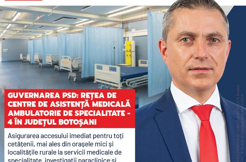 Costel Lupașcu: „Guvernarea PSD va realiza o rețea națională de centre de asistență medicală ambulatorie de specialitate, inclusiv în județul Botoșani”