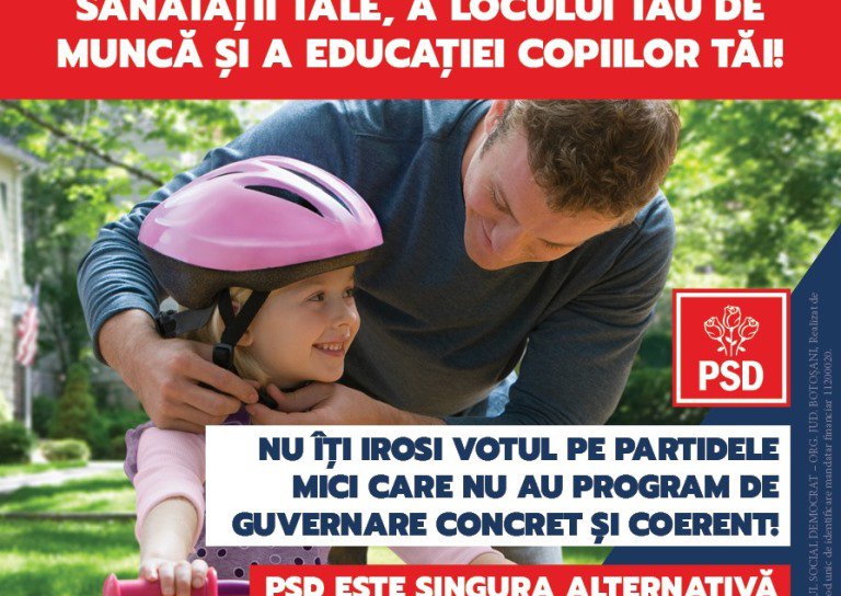 PSD Botoșani: „Pe 6 decembrie votează în siguranță pentru siguranța sănătății tale, a locului tău de muncă și a educației copiilor tăi”