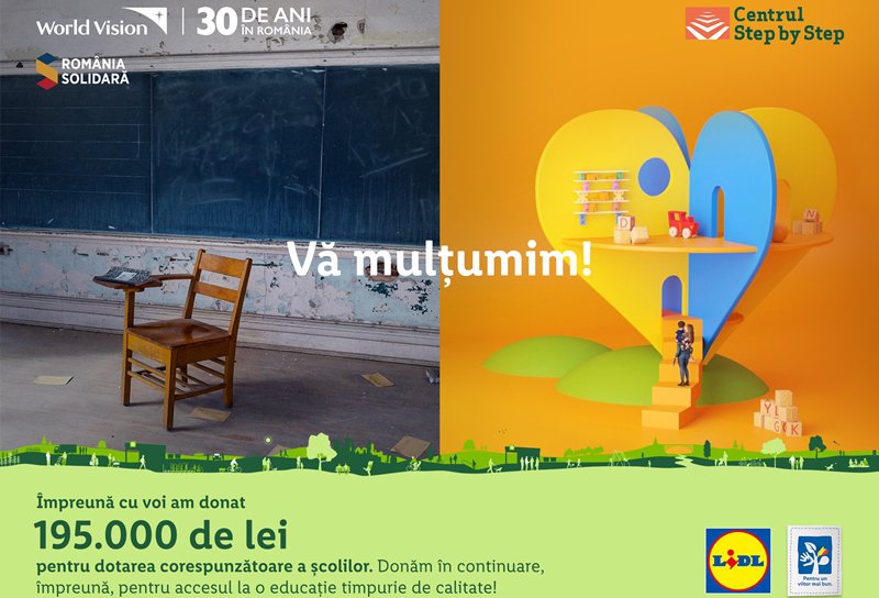 Lidl contribuie împreună cu clienții săi la modernizarea școlilor din România printr-o donație de 195.000