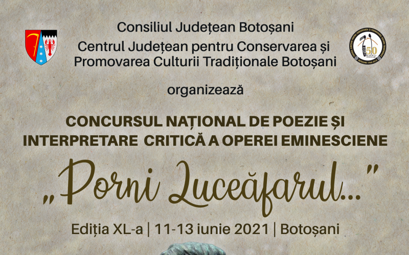 Au început înscrierile pentru Concursul Național de Poezie și Interpretare Critică a Operei Eminesciene „Porni Luceafărul...”