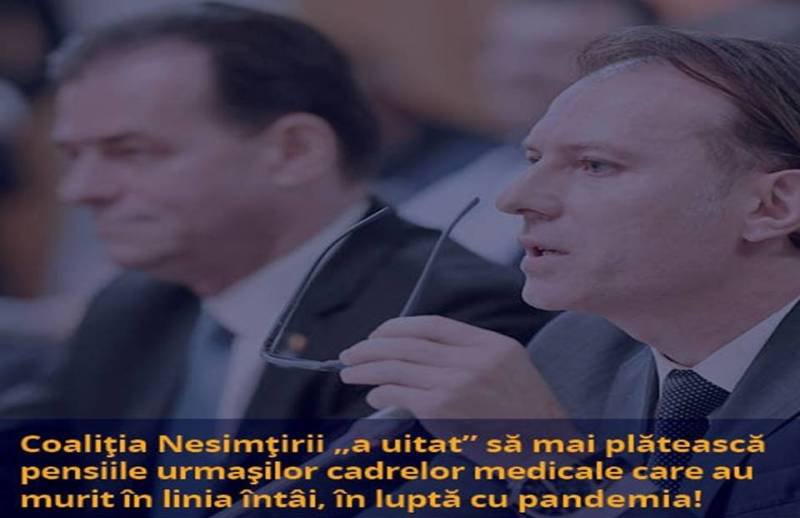 Coaliția Nesimțirii Naționale refuză acordarea pensiei celor 133 de urmași ai medicilor și asistenților decedați în linia întâi în lupta cu pandemia! 6 sunt din Botoșani!