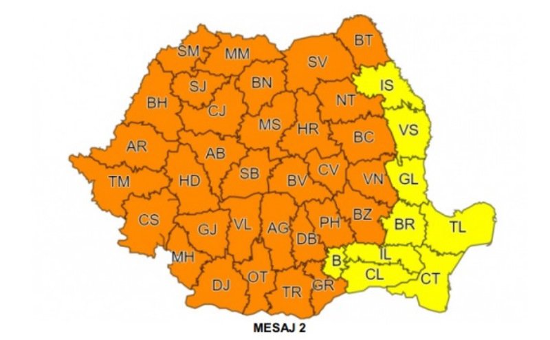 Avertizare meteo! COD PORTOCALIU de vijelii puternice, grindină, cantități de apă importante pentru județul Botoșani