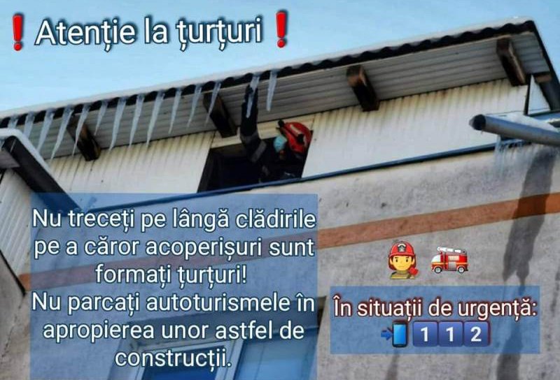 Sfaturi de la pompieri: Atenție la țurțuri!