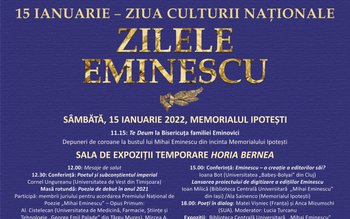 Memorialul Ipotești organizează Zilele Eminescu, …