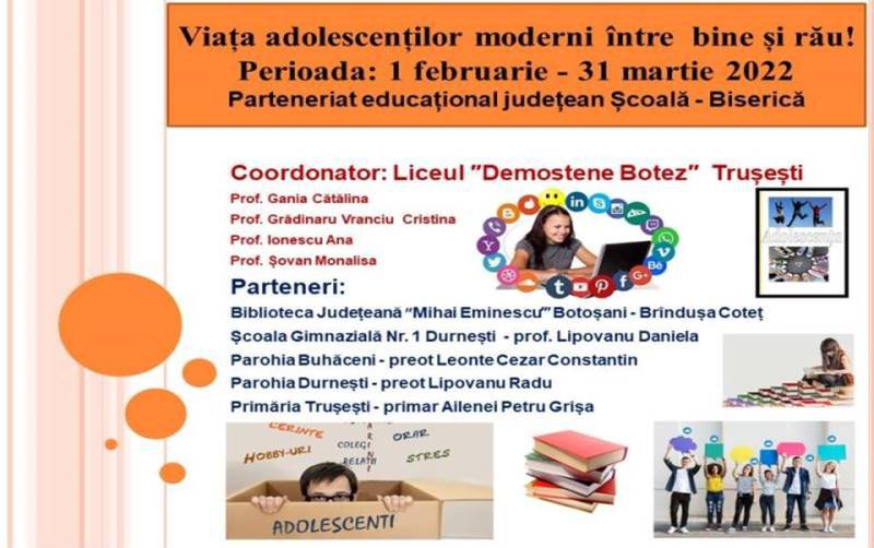 Activitate „Viaţa adolescenţilor moderni între bine şi rău!” Liceul „Demostene Botez” Trușești