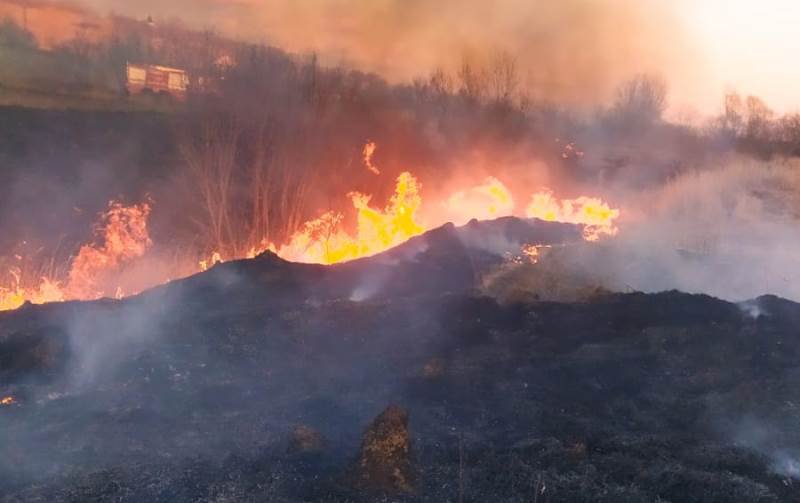 Trei case au fost în pericol din cauza a două incendii de vegetație uscată în județul Botoșani – FOTO