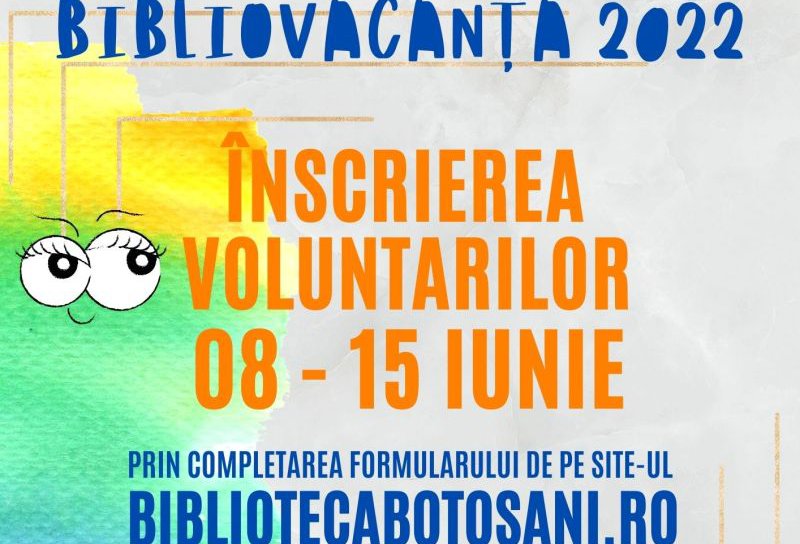 Start la înscrieri pentru voluntarii programului BiblioVacanța 2022!