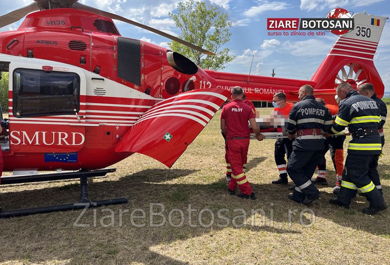 Bărbat din comuna Hilișeu Horia preluat de elicopterul SMURD de la Dorohoi